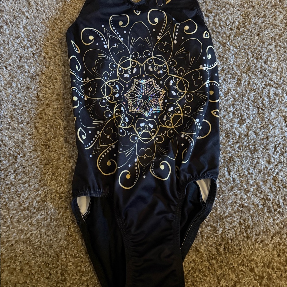Black and Gold Patterned Leotard